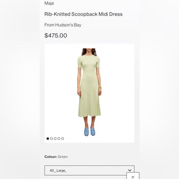 NWT! Maje Rib-Knitted Fitted Scoopback Midi Dress - Large (MSRP: $415) - Picture 16 of 16